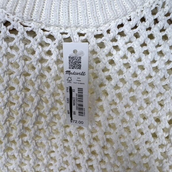 Madewell Womens Open-Stitch Cotton Sweater Tee XS Ivory NO982 NWT - Picture 3 of 7